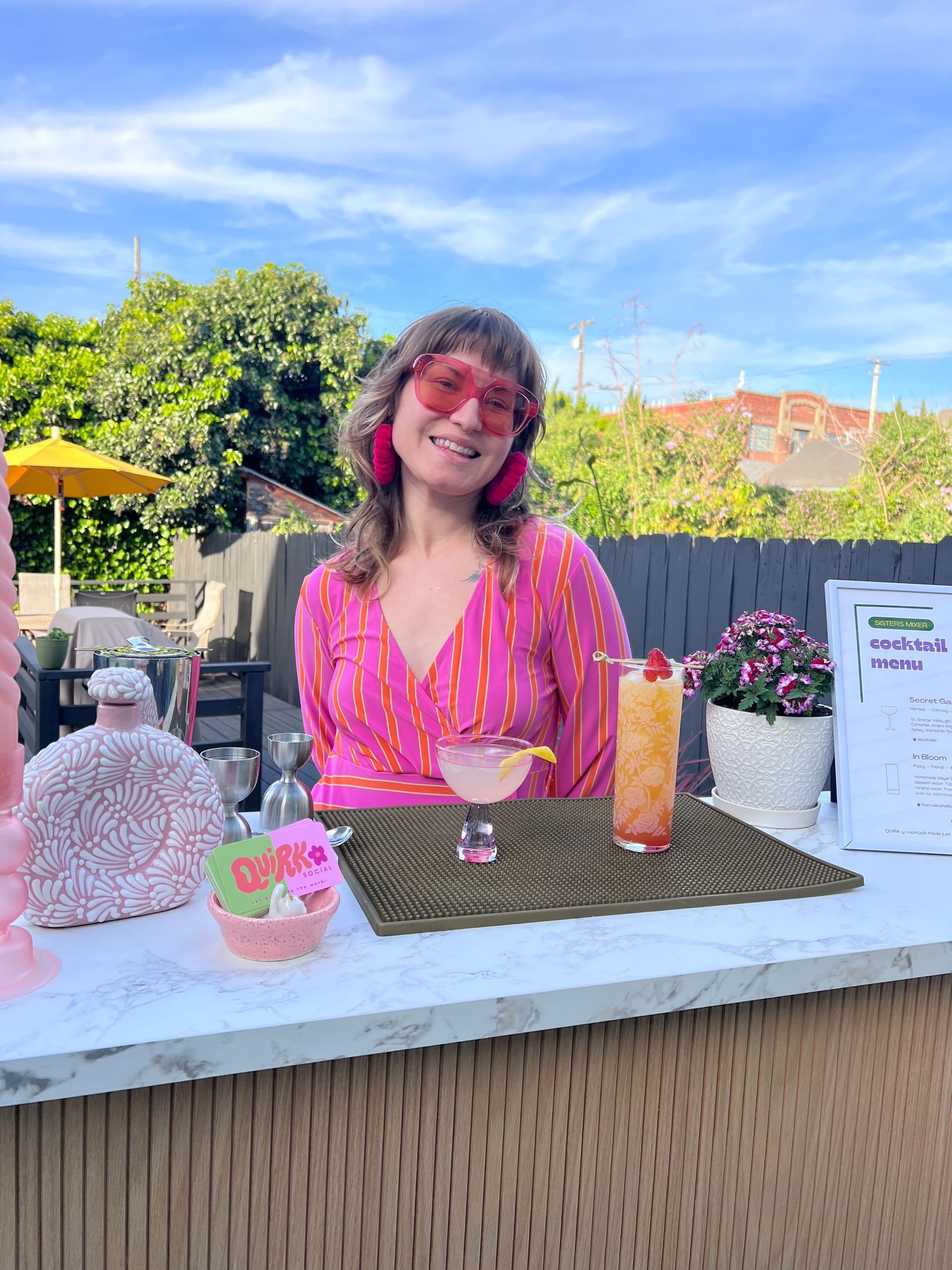 Serving craft cocktails at Quirk's portable bar