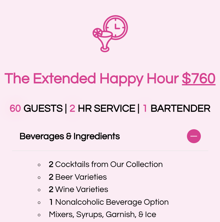 The Extended Happy Hour package