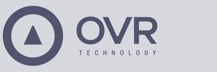 A logo for ovr technology with a triangle in a circle