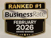 BusinessRate award badge, “Ranked #1” and “February 2026 Award Winner” in black, gold, and white.Transparent.gif