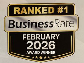 BusinessRate award badge, “Ranked #1” and “February 2026 Award Winner” in black, gold, and white.Transparent.gif