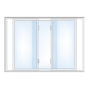 Simonton end vent 3-lite slider window