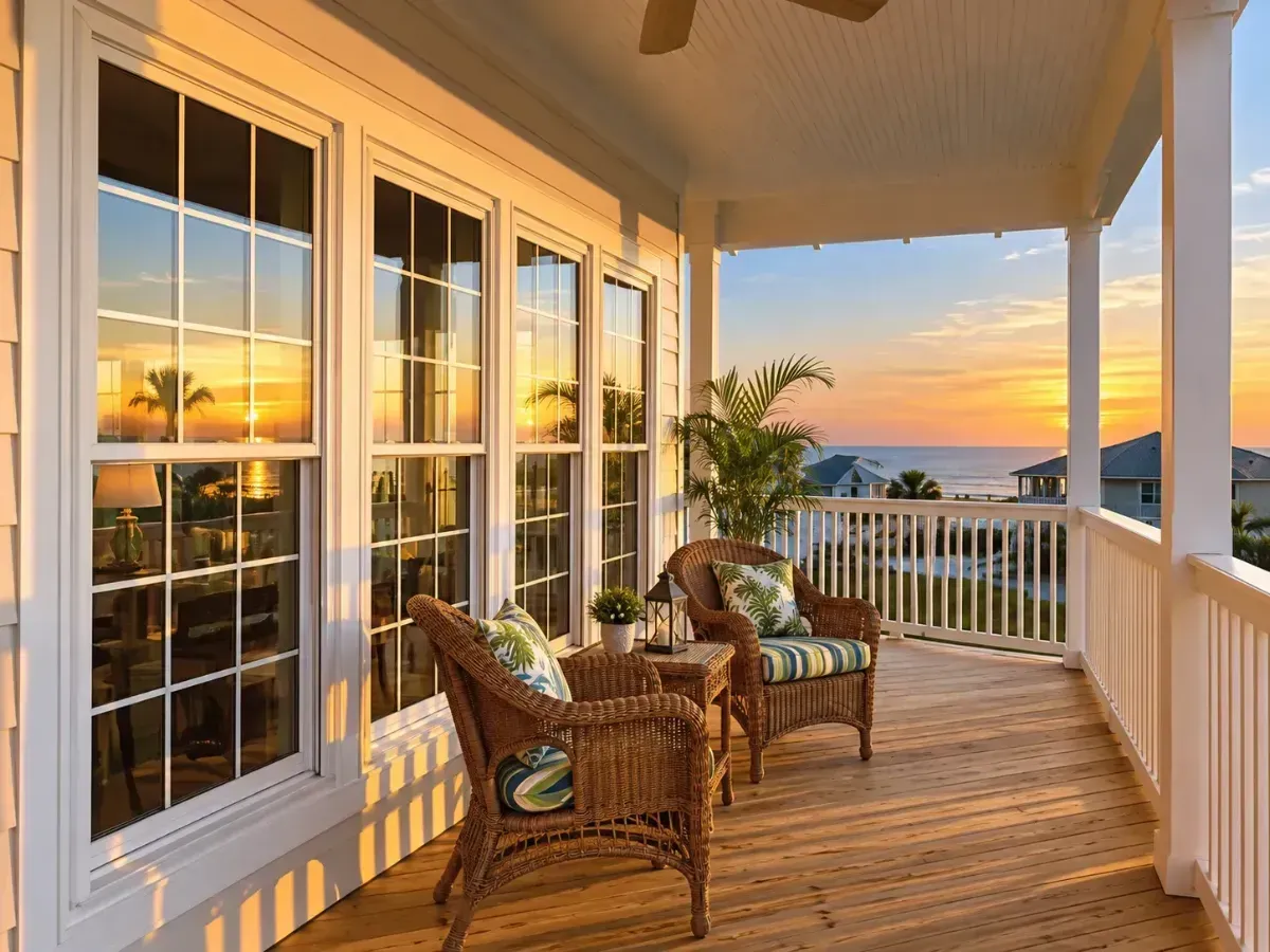 PGT impact sliding glass doors on a Madeira Beach condo balcony installed by Hom-Excel