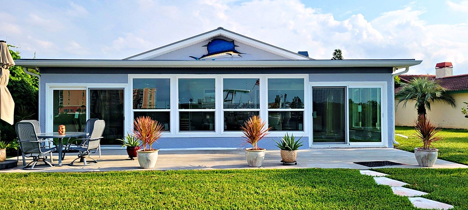 Waterfront Tampa Bay home with new impact-rated windows and sliding glass doors installed by Hom-Excel