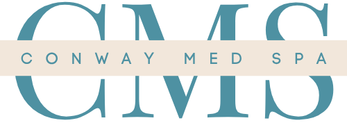 CMS Conway Med Spa logo in teal and beige with large “CMS” letters