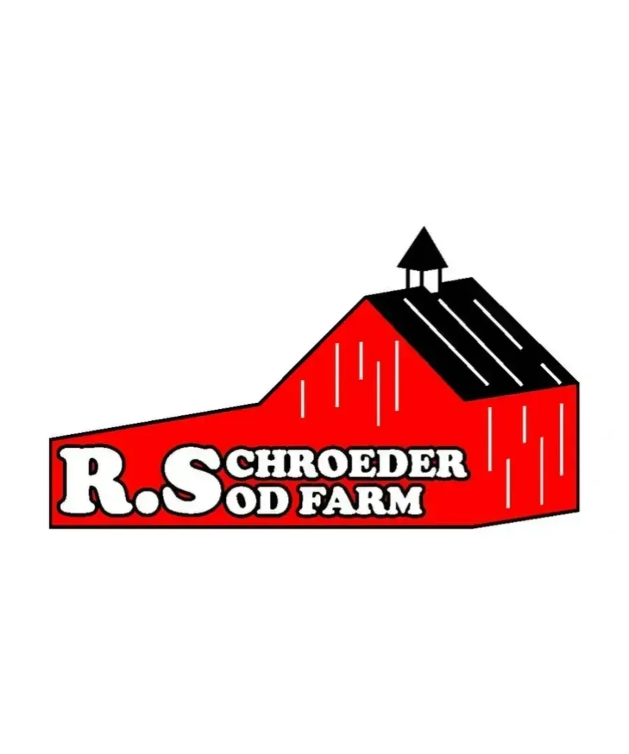 R.S. Schroeder Sod Farm logo with red barn and black roof