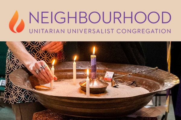 Neighbourhood Unitarian Universalist Congregation logo with a candle ritual on a tray