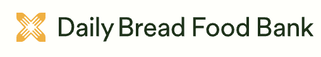 Daily Bread Food Bank logo with orange emblem and black text on a light background