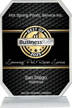 BusinessRate “Best of 2025” award for Hot Spring Pools Service Inc. in San Diego, California