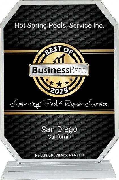 BusinessRate “Best of 2025” award for Hot Spring Pools Service Inc. in San Diego, California