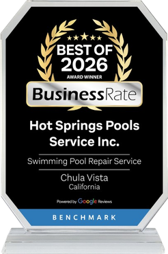 BusinessRate “Best of 2025” award for Hot Spring Pools Service Inc. in San Diego, California