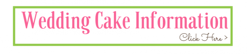 Pink and white banner reading “Wedding Cake Information” with a small script logo on the right.