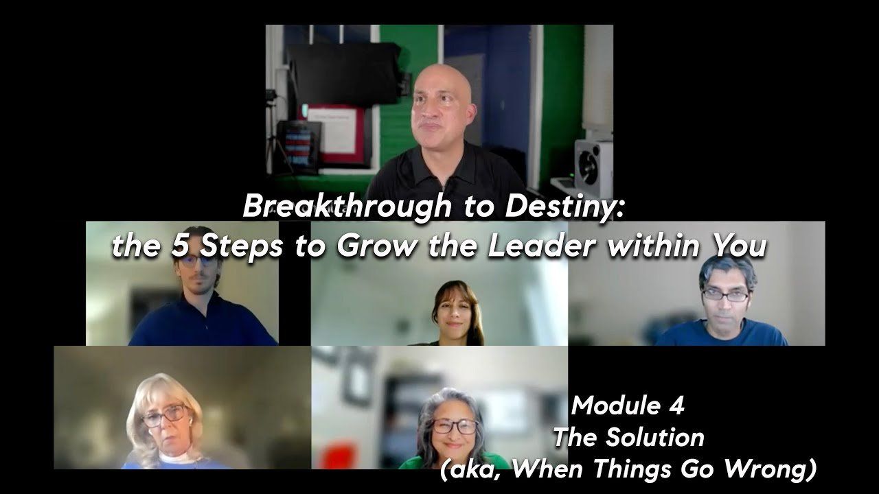 A video with a speaker and five smaller inset screens of people, title: