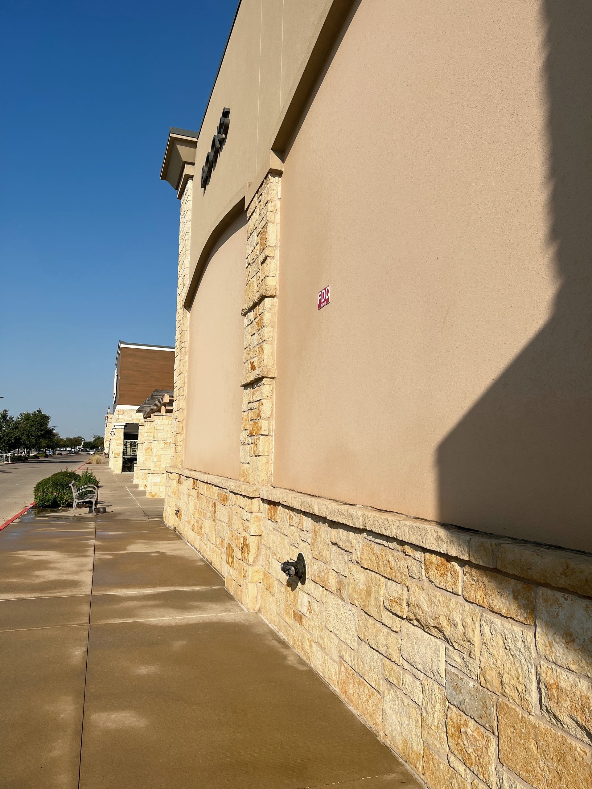 Commercial building and pathway after a pressure wash
