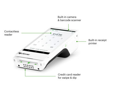 White Clover payment terminal with built-in camera, scanner, contactless reader, receipt printer, and card reader. White Clover payment terminal with built-in camera, scanner, contactless reader, receipt printer, and card reader.