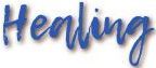the word healing is written in blue on a white background .