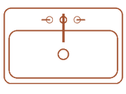 Brown outline of a sink with faucet and drain on a white background