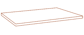 Thin white rectangular board with a light brown outline, shown in perspective.