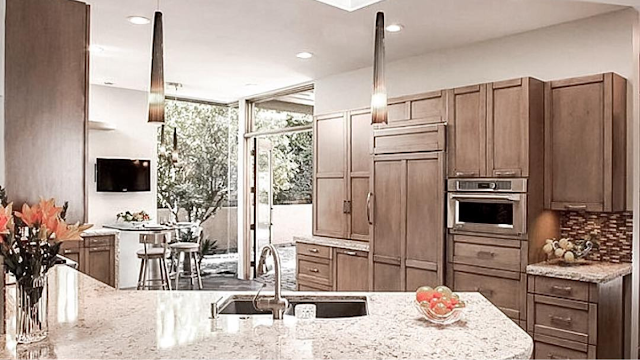 Vaulted ceiling in modern kitchen