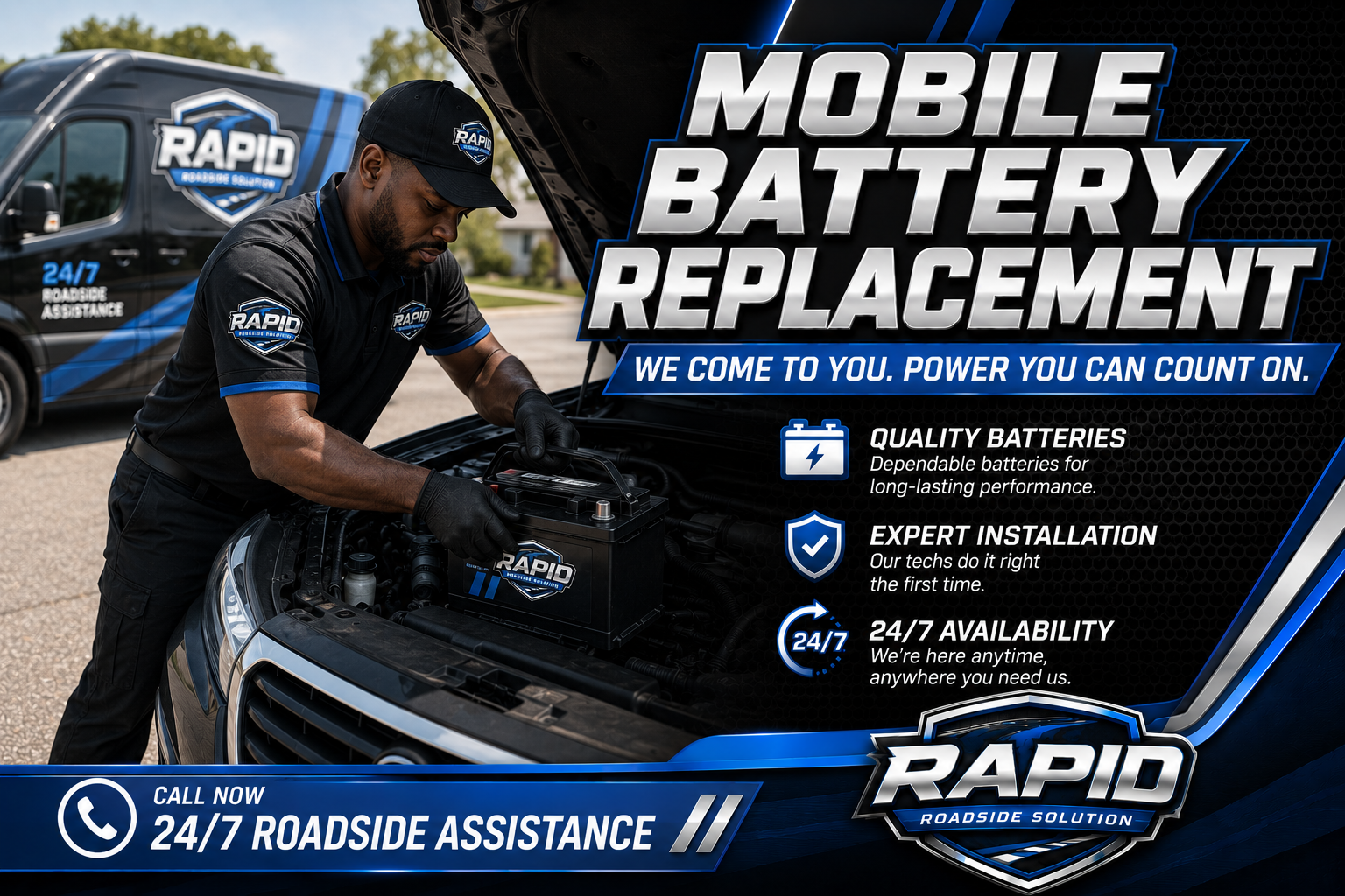 Mobile battery replacement in Chicago — new battery delivered and fitted