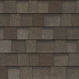 Brown asphalt roof shingles.
