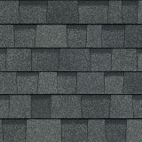 Dark gray asphalt shingles in a repeating pattern.