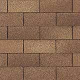 Brown asphalt roof shingles, arranged in overlapping rows.