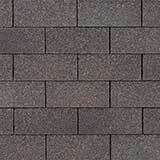 Dark gray asphalt roof shingles.