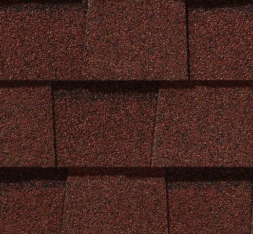 Brown asphalt roof shingles.