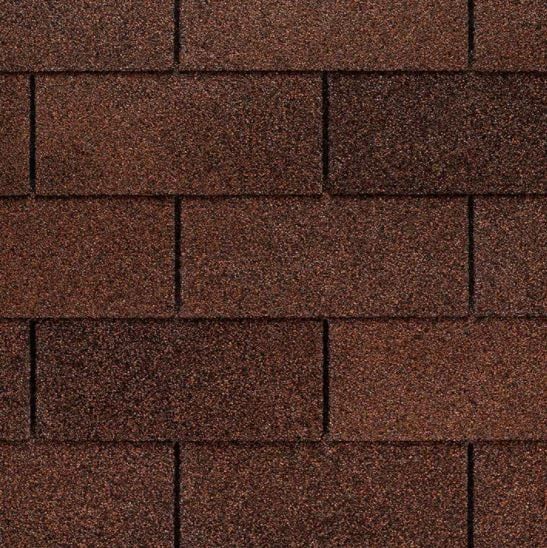 Brown asphalt roof shingles.