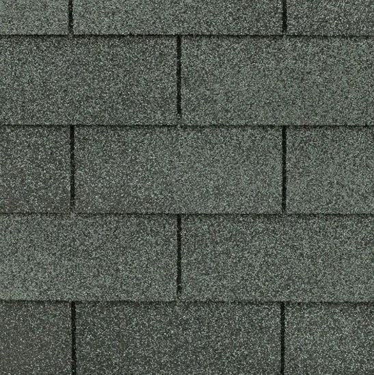 Gray asphalt roof shingles.