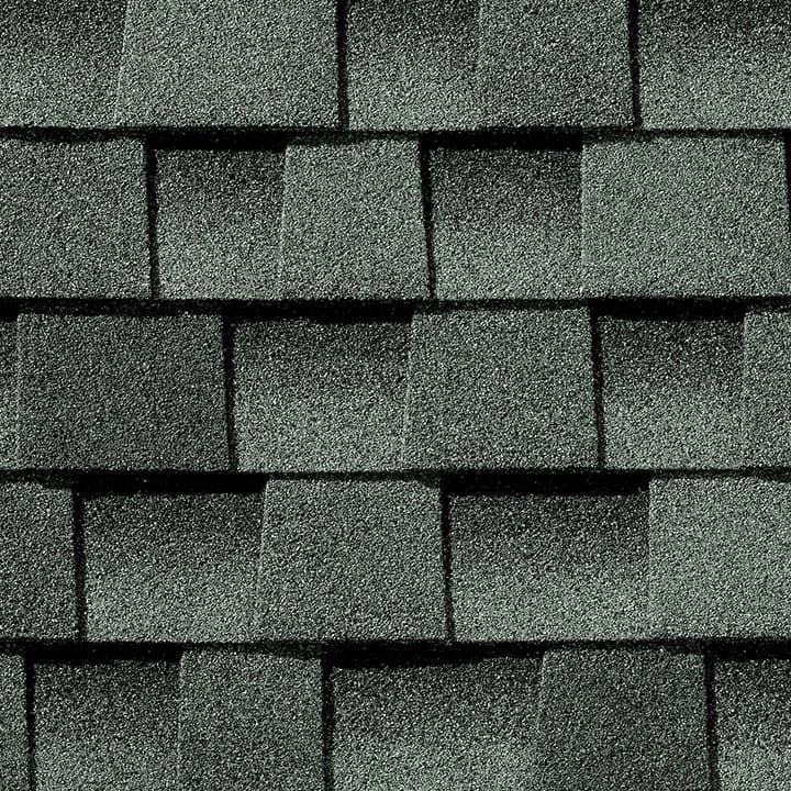Gray asphalt shingles, overlapping pattern.