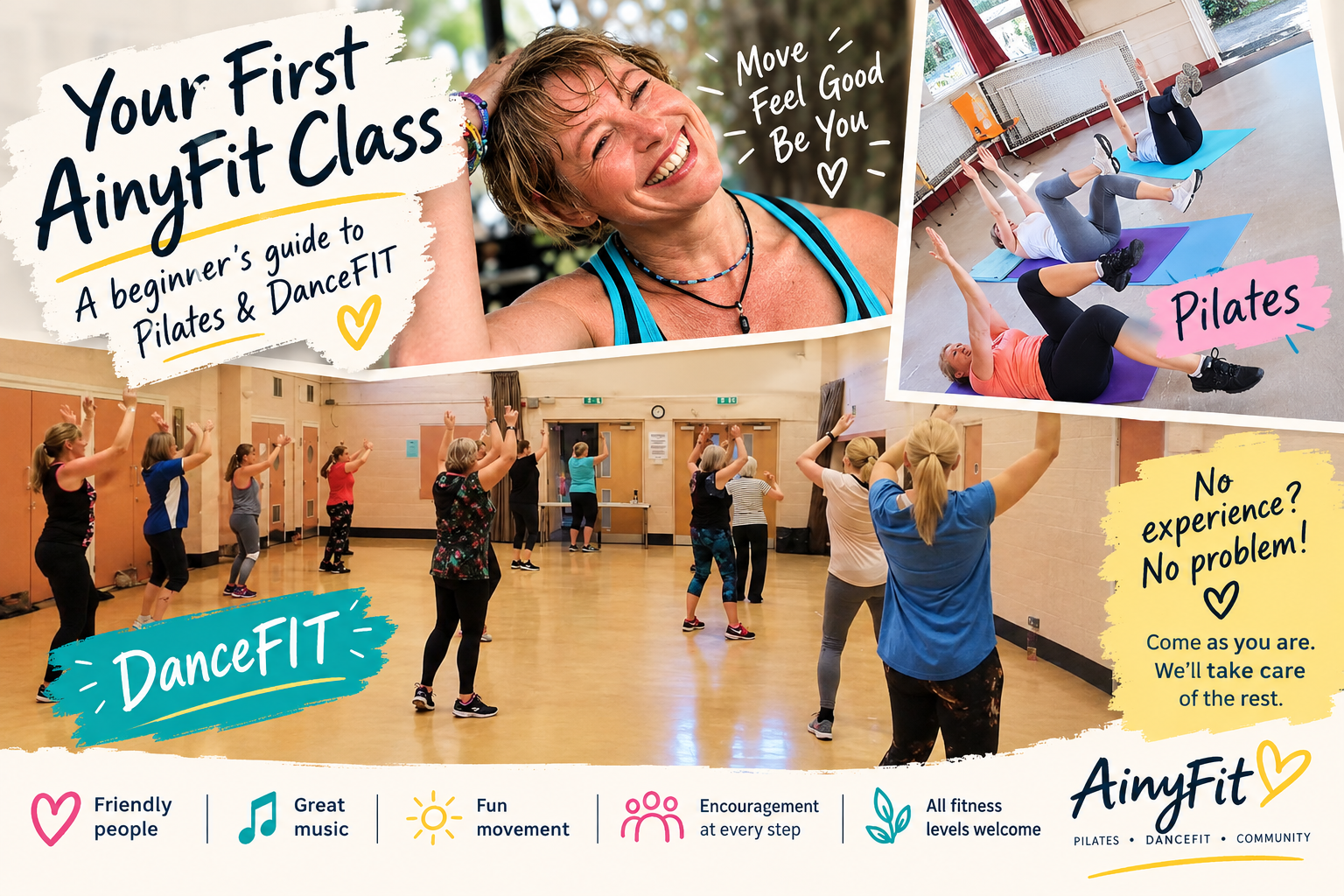 Click image to book your first AinyFit class Nervous about trying your first fitness class? Discover what to expect at AinyFit, from beginner Pilates to fun DanceFIT classes.