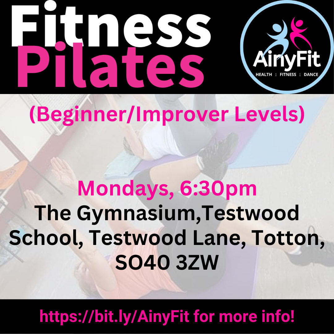 Click here to book your Monday evening Fitness PILATES class at Calmore from AinyFit Ltd New Fitness PILATES Class every Monday evening from AinyFit Ltd