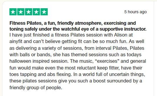 Click here to read more reviews about AinyFit's Fitness PILATES Classes in Totton and Calmore. Fitness Pilates, a fun, friendly atmosphere, exercising and toning safely under the watchful eye of a supportive instructor.