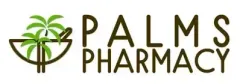 Logo for Palms Pharmacy with palm tree icon in green and brown.