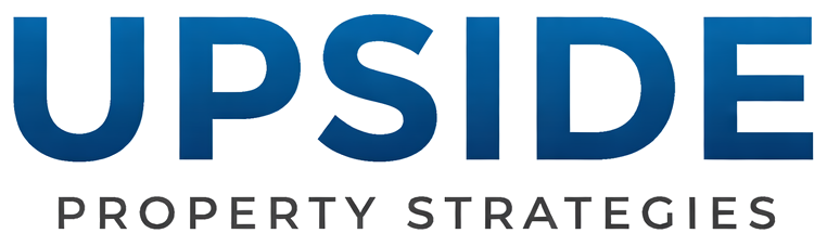 Upside Property Strategies logo in blue and black text on a white background