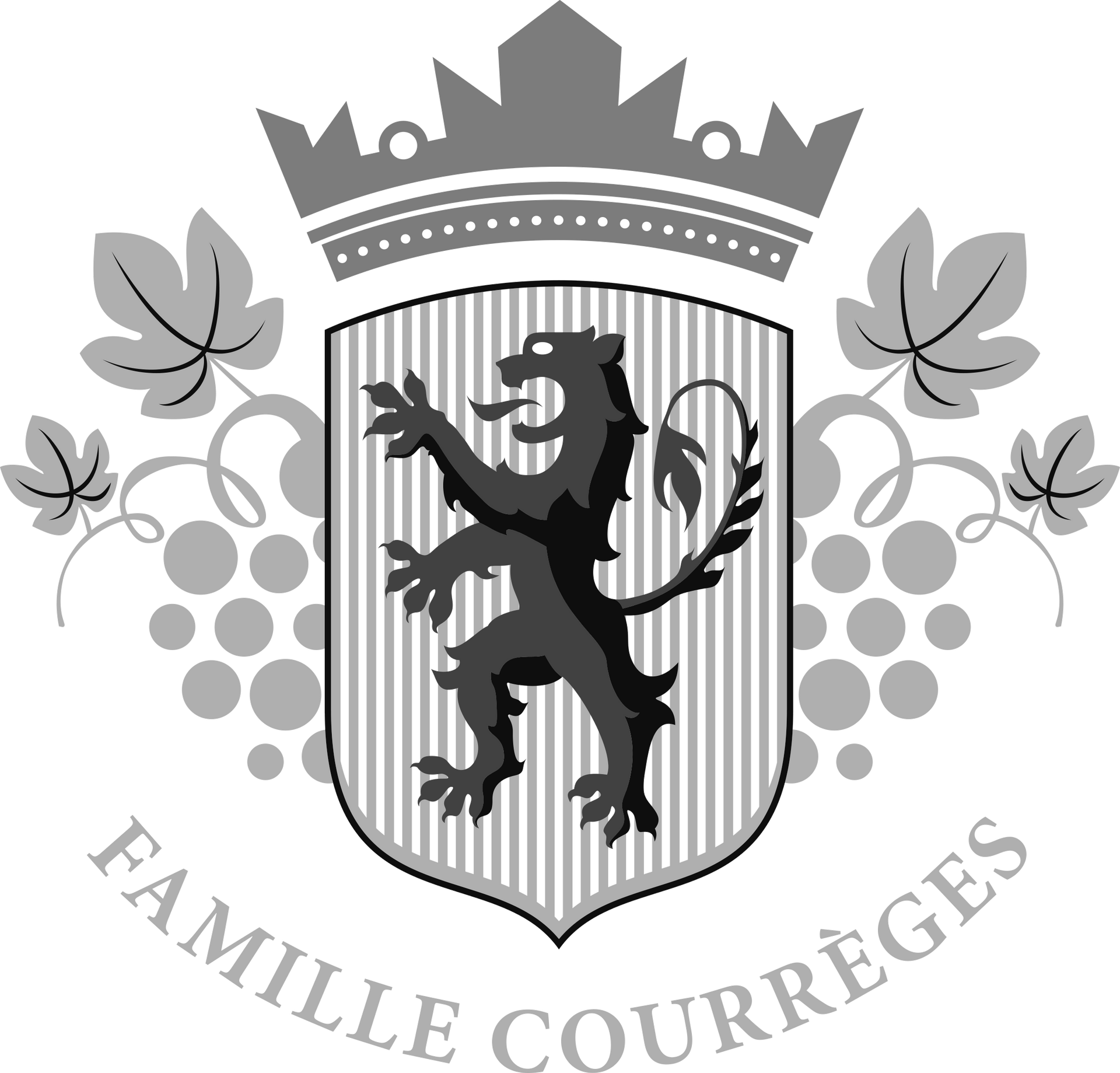 Un blason avec un lion et des raisins dessus