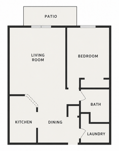 Floor Plan: 1 Bedroom 1 Bathroom
812 SF