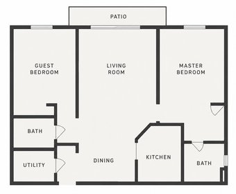 Floor Plan: 2 Bedroom | 2 Bathroom
1,000 SF