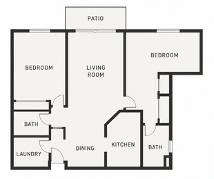 Floor Plan: 2 Bedroom 2 Bathroom
1,100 SF
