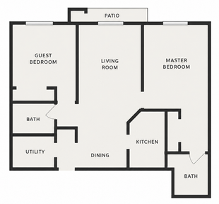 Floor Plan: 2 Bedroom 2 Bathroom
1,025 SF