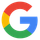 Google logo with multicolored G in red, yellow, green, and blue