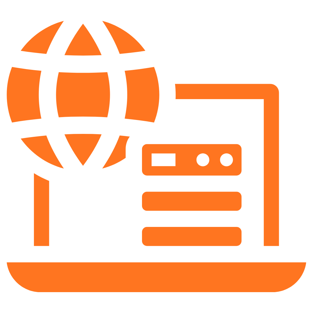 Global website design and online presence services in Bassonia Rock represented by laptop and globe icon