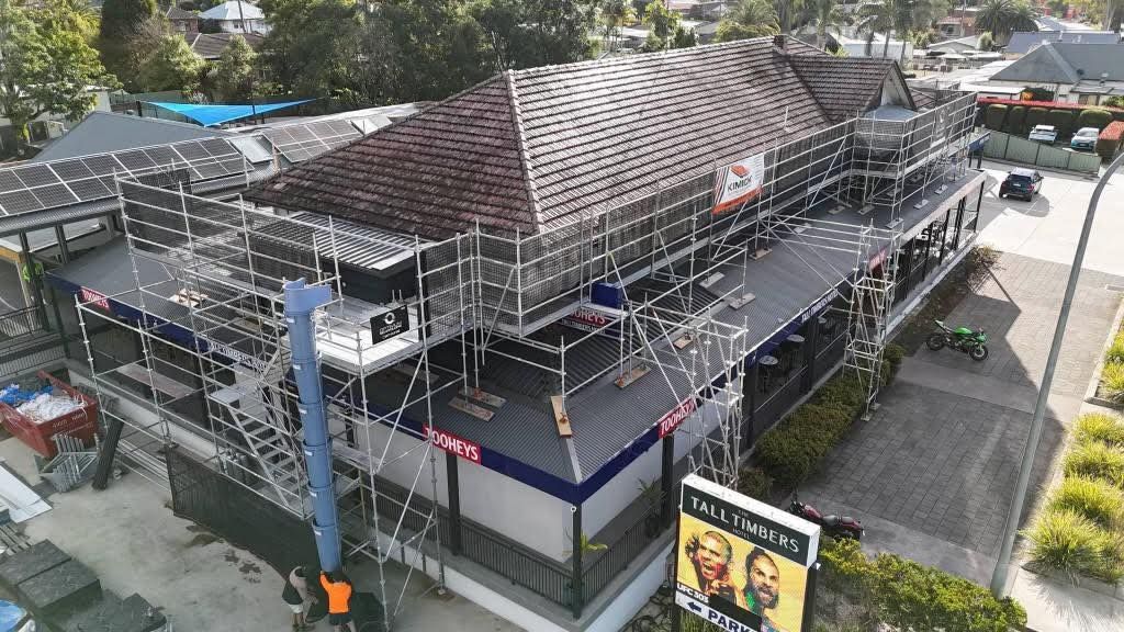 An Aerial View Of A Building Under Construction — Kimick Roofing Solutions In Wyong, NSW