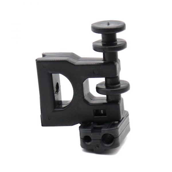 Suporte Roldana Plástica 4 Vias Preta Com Grampo Sustentação