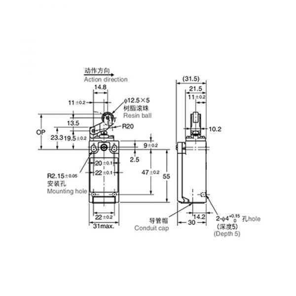 Fim De Curso Nazda NZ-C4N-4162 Pistão Com Haste E Roldana Leve