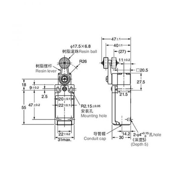 Fim De Curso NAZDA NZ-C4N-4120 Com Haste E Roldana Leve