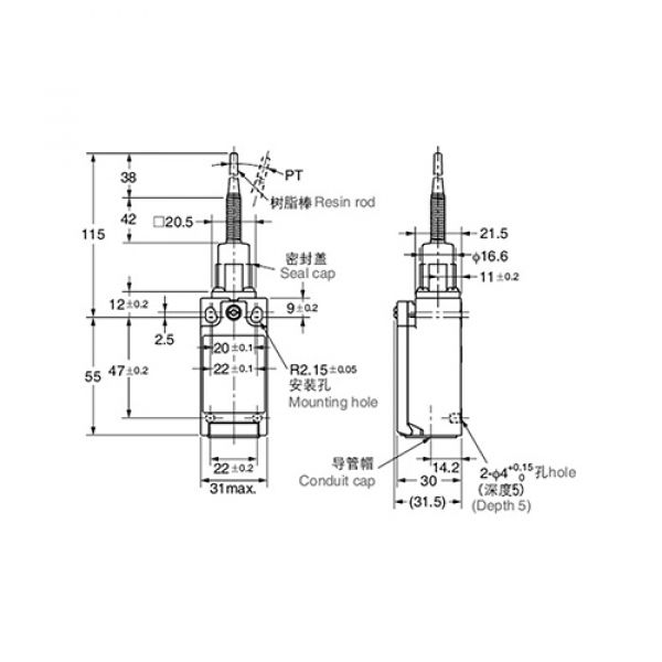 Fim De Curso Nazda NZ-C4N-4187 Com Haste Flexível E Ponta Plástica Leve