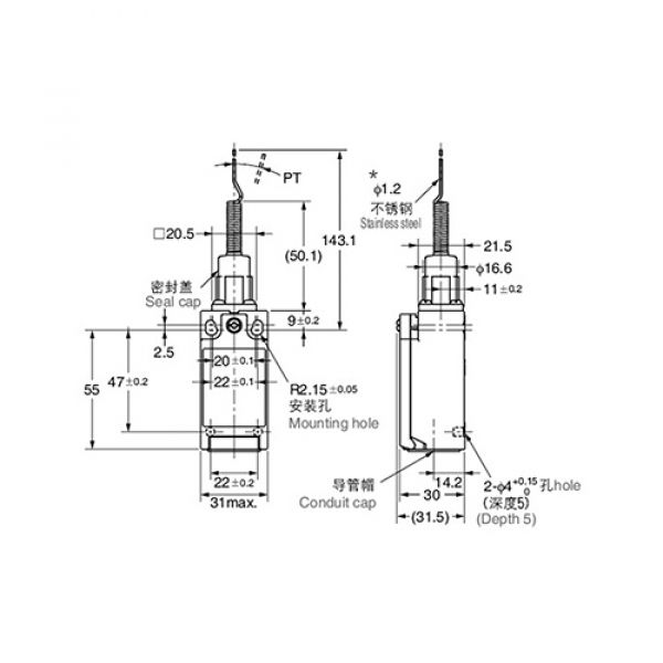 Fim De Curso Nazda NZ-C4N-4180 Com Haste Flexível E Mola